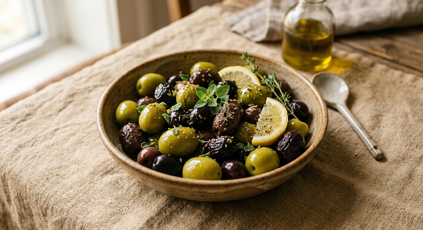 Yeşil ve siyah zeytin kasesi